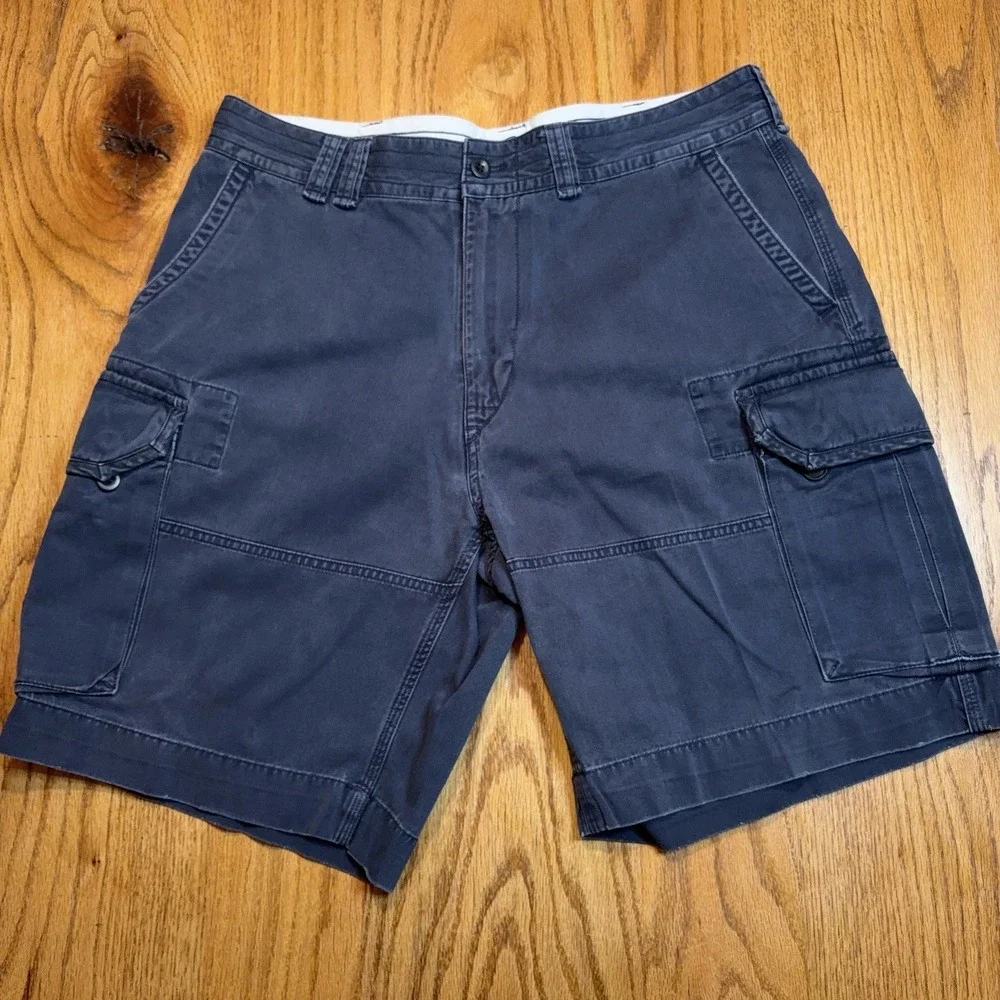 Polo Ralph Lauren Cargo Shorts Mens 38 Navy Blue Classic Chino Flat Front